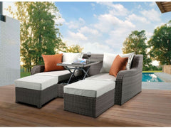 Salena Sectional Sofa w/ Hidden Lift Table & 2 Ottomans - Ornate Home