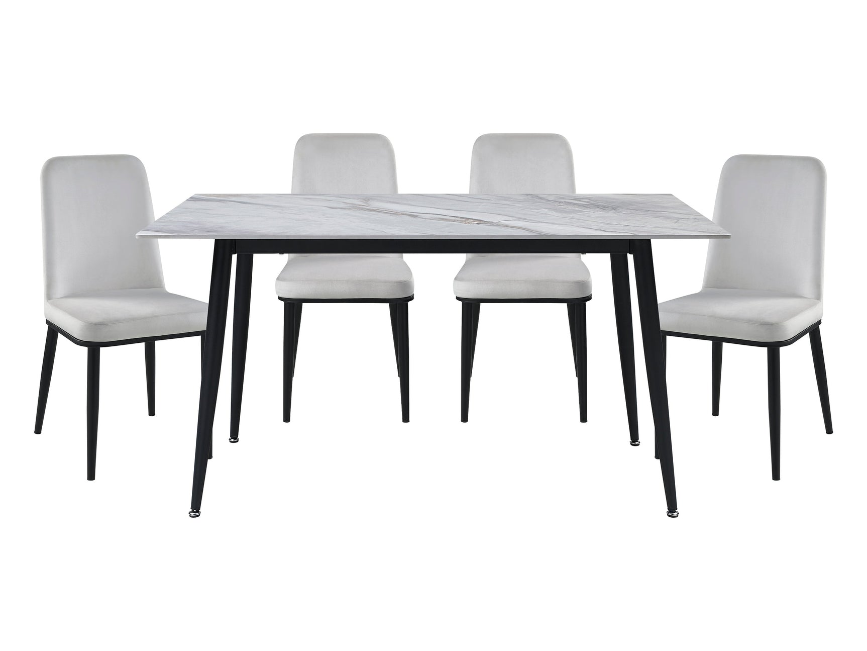 Salerno Black / Beige 5-piece Dinig Table Set - Ornate Home