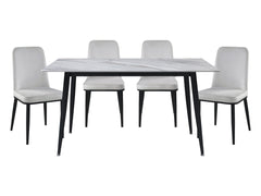 Salerno Black / Beige 5-piece Dinig Table Set - Ornate Home