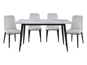 Salerno Black / Beige 5-piece Dinig Table Set - Ornate Home