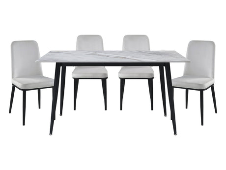 Salerno Black / Beige 5-piece Dinig Table Set - Ornate Home