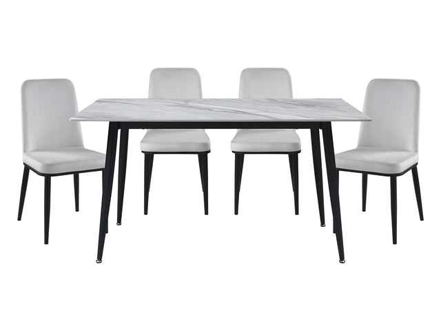 Salerno Black / Beige 5-piece Dinig Table Set - Ornate Home