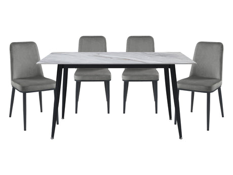 Salerno Black / Gray 5-piece Dinig Table Set - Ornate Home