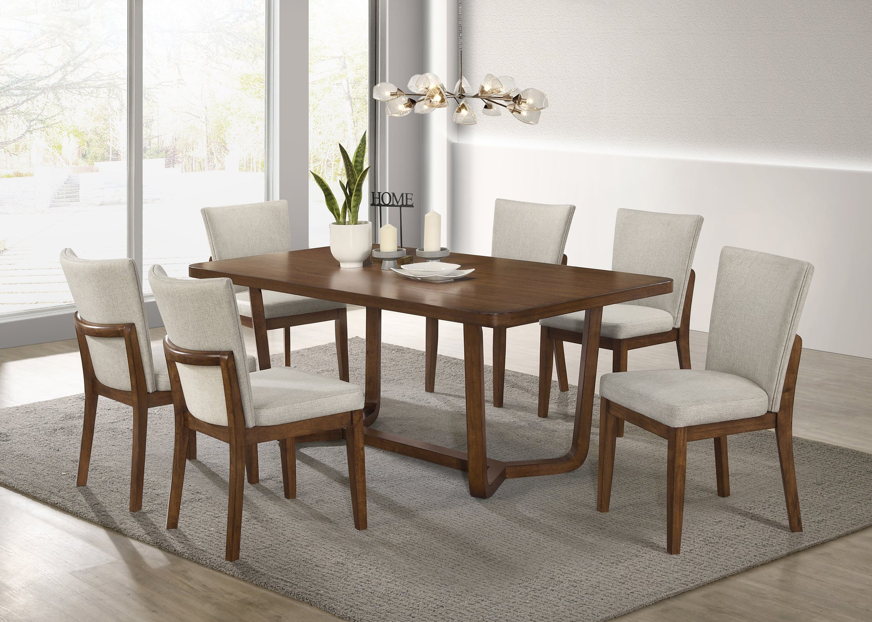 Salerno Walnut/Beige Dining Set - Ornate Home