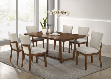 Salerno Walnut/Beige Dining Set - Ornate Home