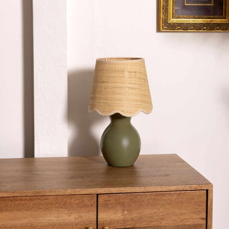 Salgareda Green Rattan Table Lamp - Ornate Home