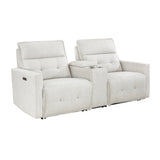 Salida White Power Double Reclining Loveseat - Ornate Home