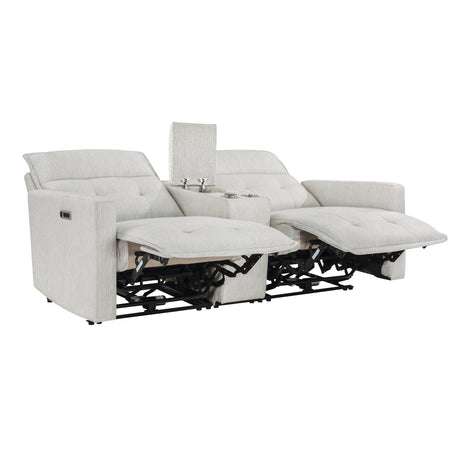 Salida White Power Double Reclining Loveseat - Ornate Home