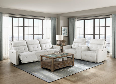 Salida White Power Double Reclining Loveseat - Ornate Home
