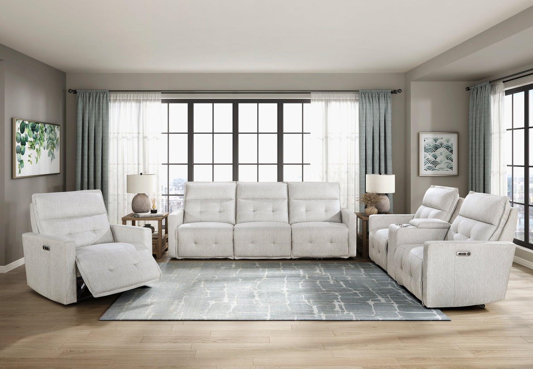 Salida White Power Double Reclining Loveseat - Ornate Home