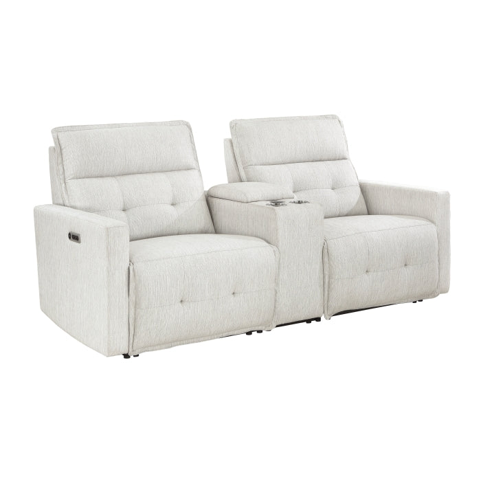 Salida White Power Double Reclining Loveseat - Ornate Home