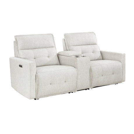 Salida White Power Double Reclining Loveseat - Ornate Home
