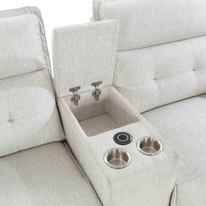 Salida White Power Double Reclining Loveseat - Ornate Home