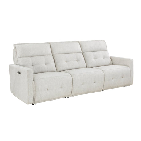 Salida White Power Double Reclining Sofa - Ornate Home