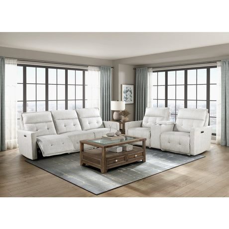 Salida White Power Double Reclining Sofa - Ornate Home