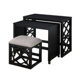 Salina Black 3-Piece Pack Desks w/ Stool Set - Ornate Home