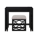 Salina Black 3-Piece Pack Desks w/ Stool Set - Ornate Home