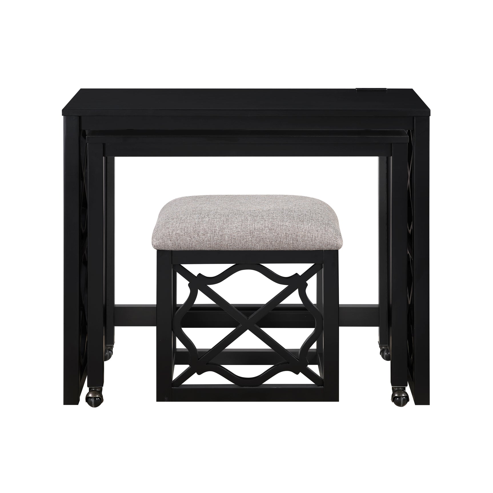 Salina Black 3-Piece Pack Desks w/ Stool Set - Ornate Home