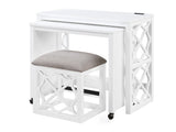 Salina White 3-Piece Pack Desks w/ Stool Set - Ornate Home