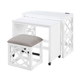 Salina White 3-Piece Pack Desks w/ Stool Set - Ornate Home
