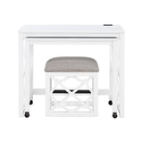 Salina White 3-Piece Pack Desks w/ Stool Set - Ornate Home