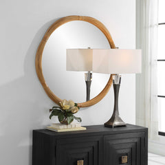 Salina Woodtone Round Bamboo Mirror - Ornate Home