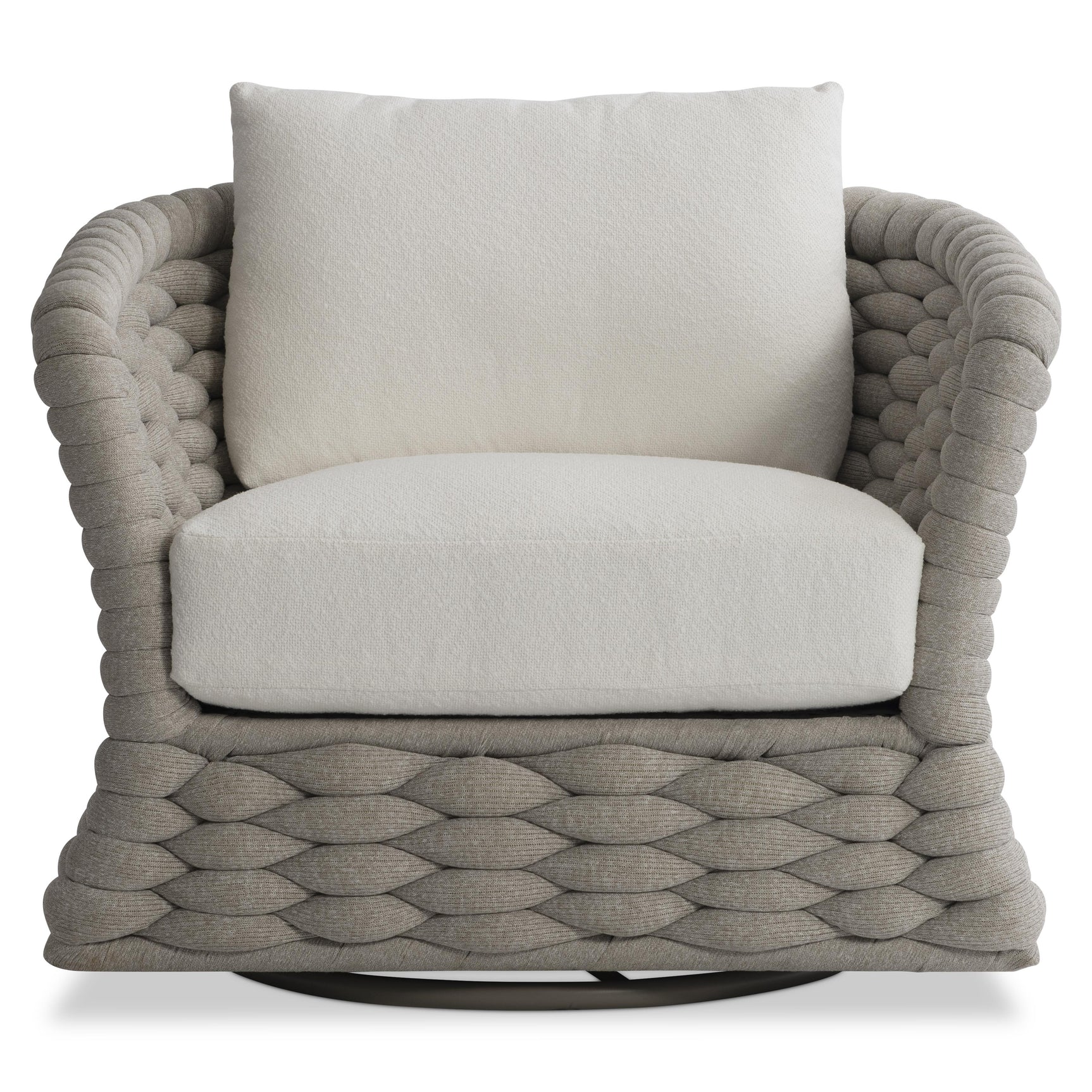 Salinas Driftwood/White/Cream Outdoor Swivel Chair - Ornate Home