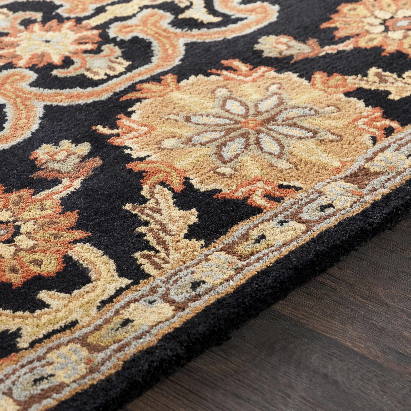Salix Hand Tufted Black Wool Rug - Ornate Home