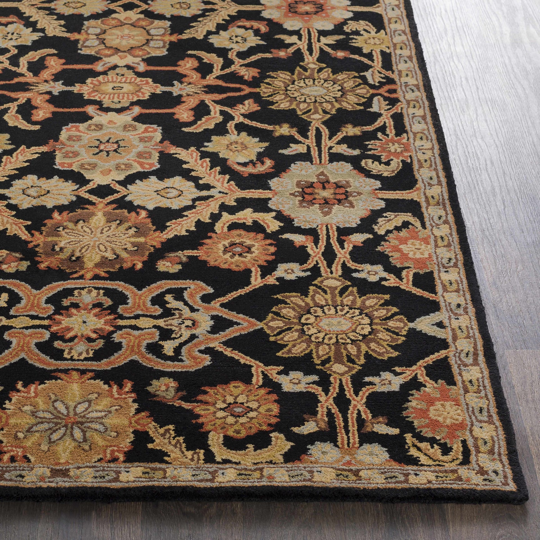 Salix Hand Tufted Black Wool Rug - Ornate Home