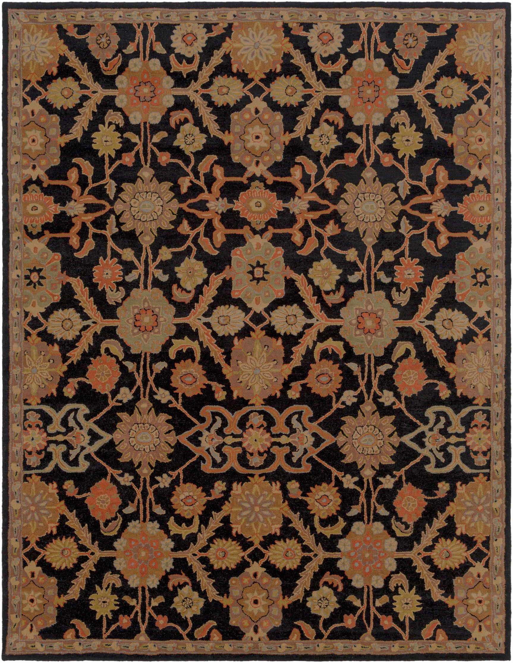 Salix Hand Tufted Black Wool Rug - Ornate Home