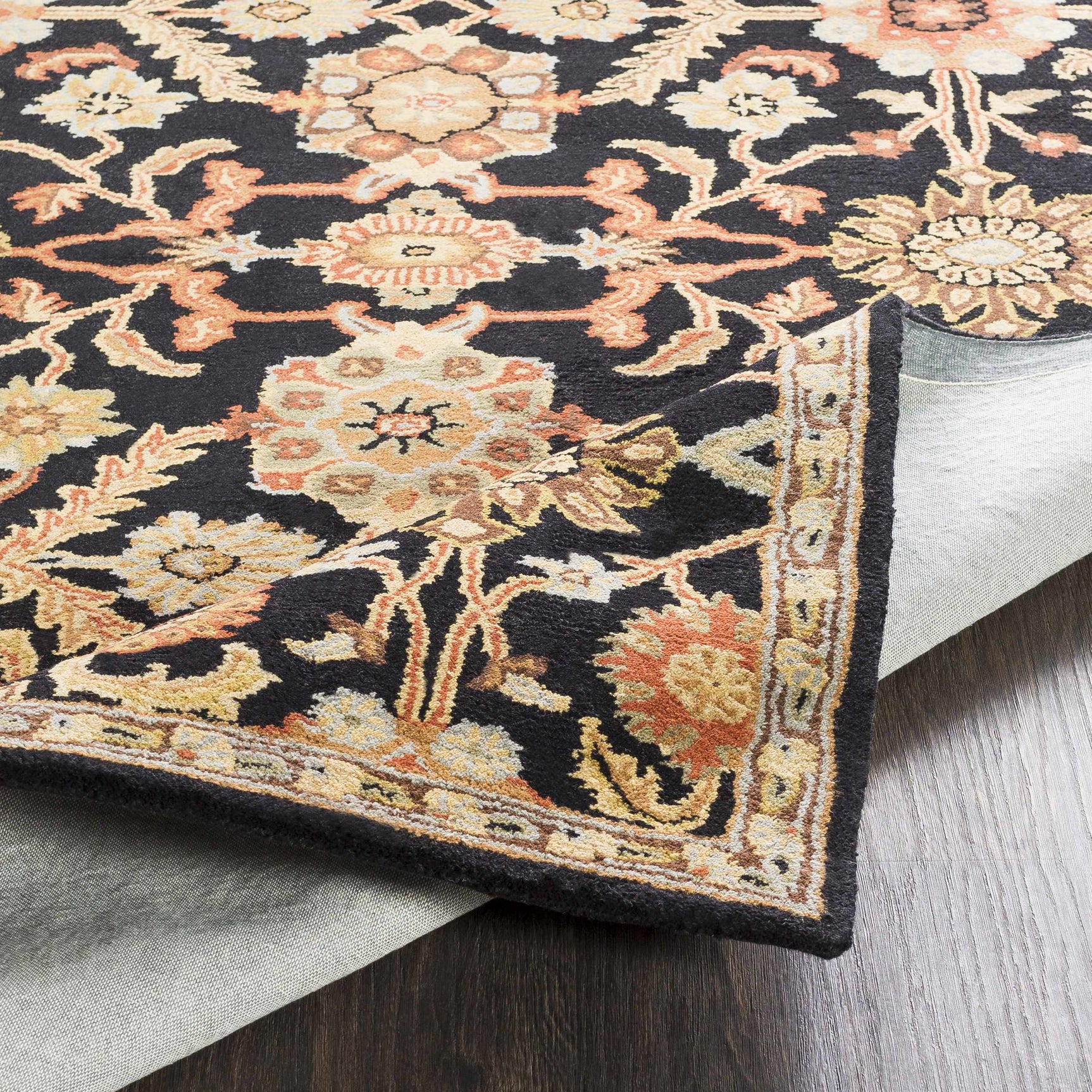 Salix Hand Tufted Black Wool Rug - Ornate Home