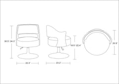 Salon Adjustable Height Swivel Accent Chair in White and Polished Chrome - Ornate Home