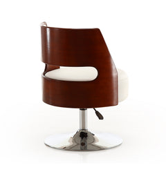 Salon Adjustable Height Swivel Accent Chair in White and Polished Chrome - Ornate Home