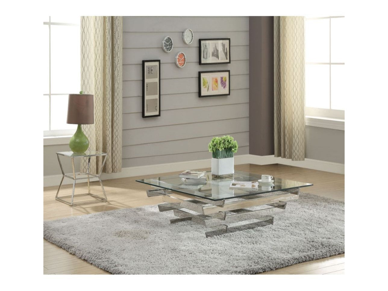 Salonius Stainless Steel & Clear Glass Coffee Table - Ornate Home