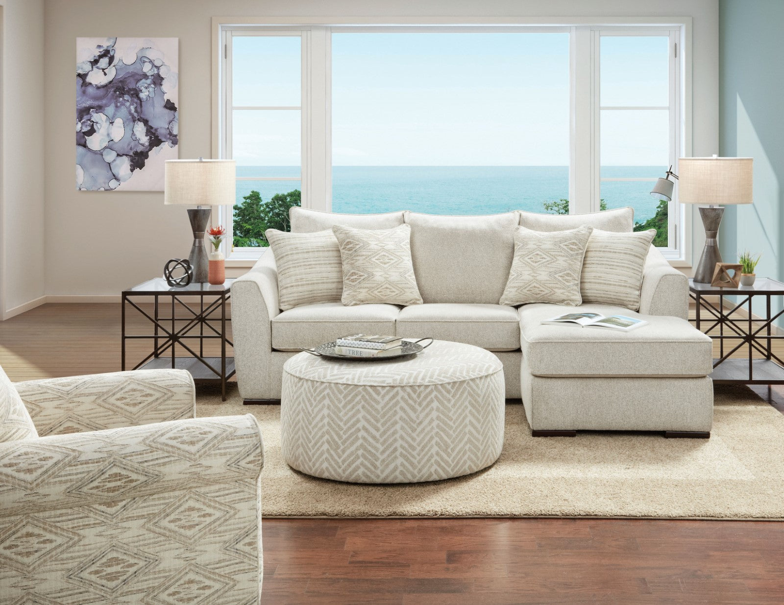 Saltney Ivory Sectional - Ornate Home