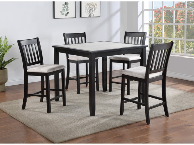 Salvador Black/White 5-Piece Counter Height Dining Set - Ornate Home