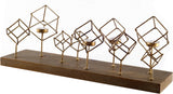 Salvador Brass Wood Base Cube Tea Light Table Candle Holder - Ornate Home