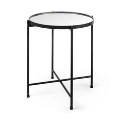 Samantha Black Small Mirror Top Accent Table - Ornate Home
