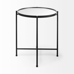 Samantha Black Small Mirror Top Accent Table - Ornate Home