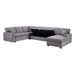 Samara Gray 137"W Chenille Sectional Sofa with Right-Facing Chaise - Ornate Home