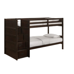 Sami Espresso Over Twin Step Bunk Bed with Left HB - Ornate Home
