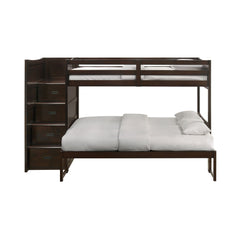 Sami Espresso Twin Over Full Step Bunk Bed with Left HB - Ornate Home