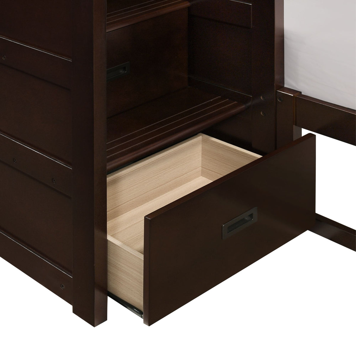 Sami Espresso Twin Over Full Step Bunk Bed with Left HB - Ornate Home
