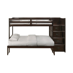 Sami Espresso Twin Over Full Step Bunk Bed with Right HB - Ornate Home