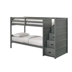 Sami Grey Over Twin Step Bunk Bed with Right HB - Ornate Home