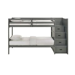 Sami Grey Over Twin Step Bunk Bed with Right HB - Ornate Home