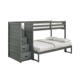 Sami Grey Twin Over Full Step Bunk Bed with Left HB - Ornate Home