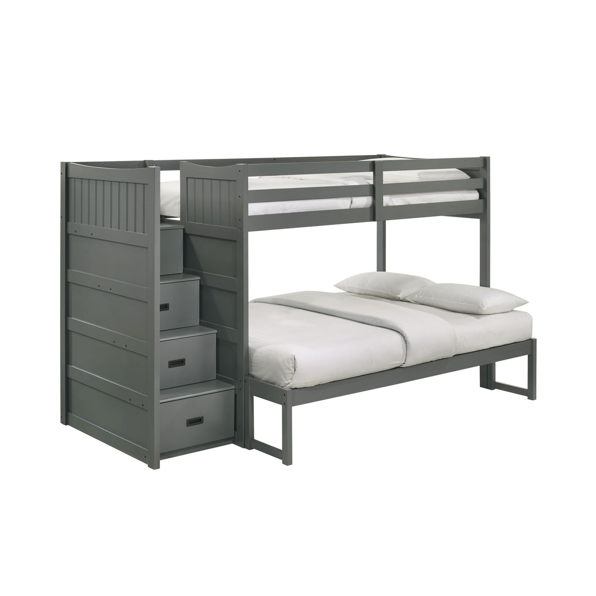 Sami Grey Twin Over Full Step Bunk Bed with Left HB - Ornate Home