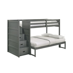 Sami Grey Twin Over Full Step Bunk Bed with Left HB - Ornate Home