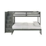 Sami Grey Twin Over Full Step Bunk Bed with Left HB - Ornate Home